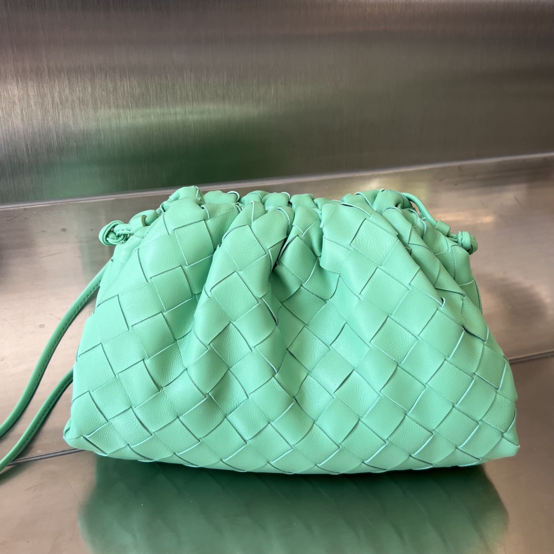 Mini Pouch Intrecciato Leather Clutch Green Oasis